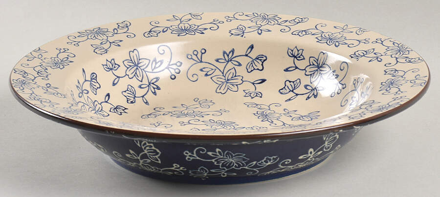Floral Lace-Blue 12" Pasta Serving Bowl by Temp-Tations-1