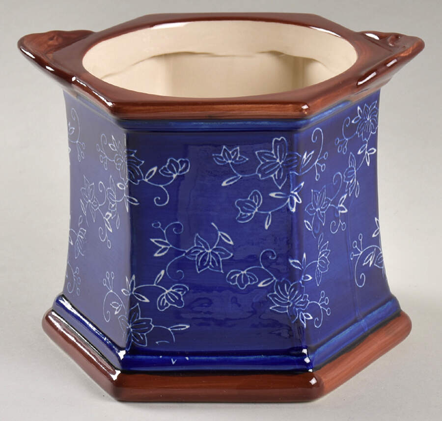 Floral Lace-Blue Medium Canister No Lid by Temp-Tations-1