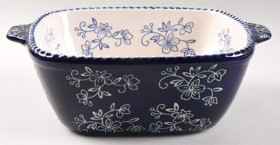 Floral Lace-Blue 8" Square Baker No Glass Lid by Temp-Tations-1