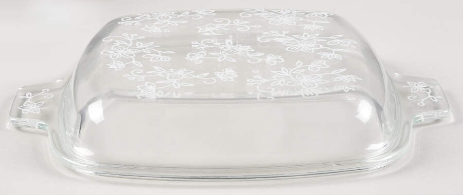 Floral Lace-Blue Glass Lid for 8" Square Baker by Temp-Tations-1