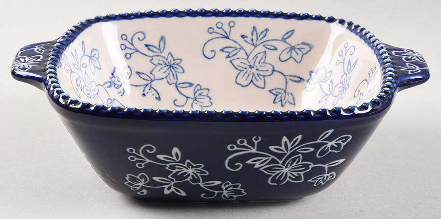 Floral Lace-Blue 6" Square Baker No Glass Lid by Temp-Tations-1