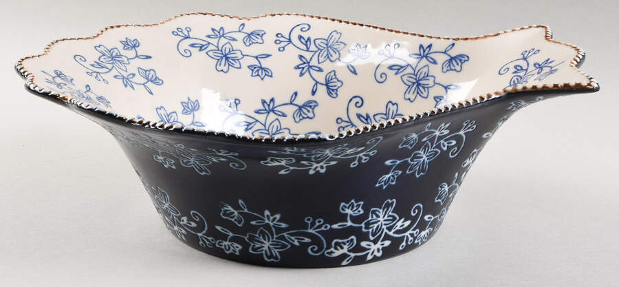 Floral Lace-Blue 11" Scalloped Bowl by Temp-Tations-1