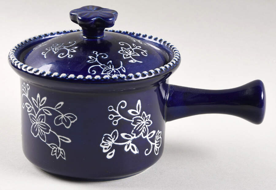 Floral Lace-Blue Egg Pan with Lid by Temp-Tations-1