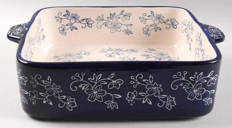 Floral Lace-Blue 3 Quart Stacking Casserole No Lid by Temp-Tations-1