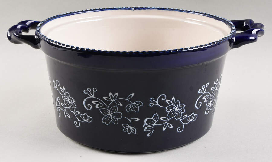 Floral Lace-Blue 2.5 Qt Round Covered Casserole No Lid by Temp-Tations-1