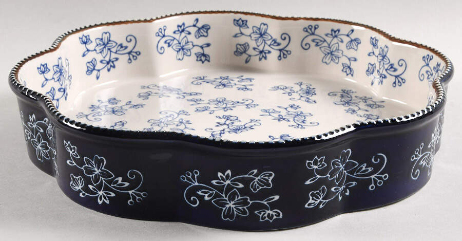 Floral Lace-Blue 12" Round Baker by Temp-Tations-1