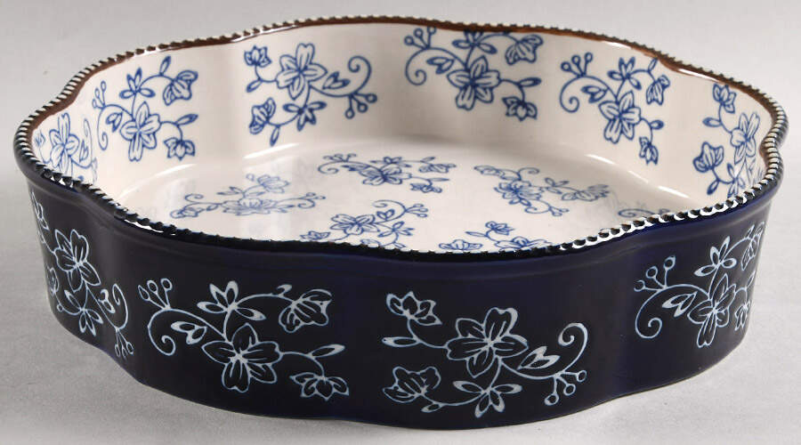 Floral Lace-Blue 10" Round Baker by Temp-Tations-1