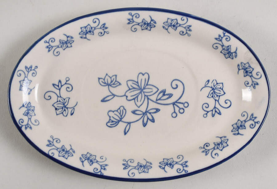 Floral Lace-Blue Gravy Boat by Temp-Tations-1
