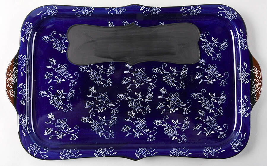Floral Lace-Blue 5pc Entertaining Set, Chalkboard Tray by Temp-Tations-1