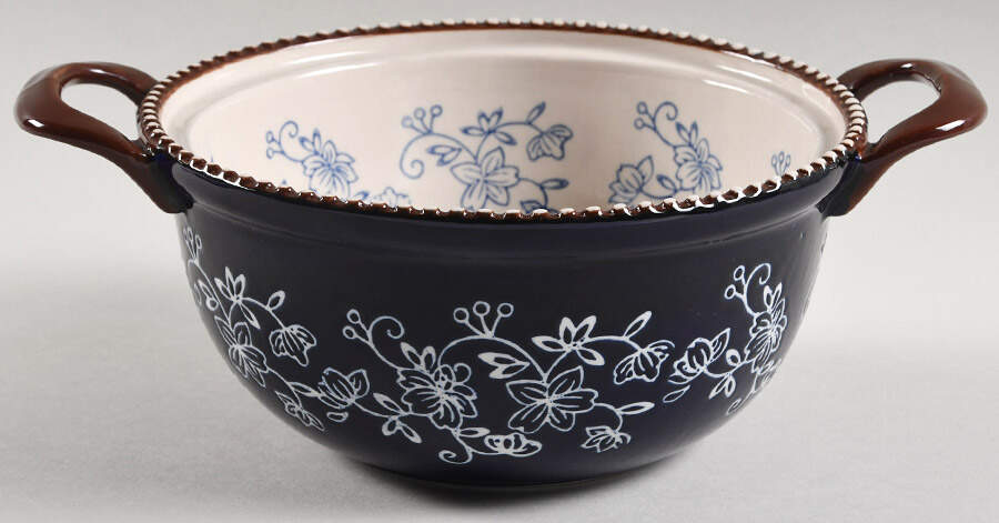 Floral Lace-Blue 1 Qt Round Casserole No Lid by Temp-Tations-1