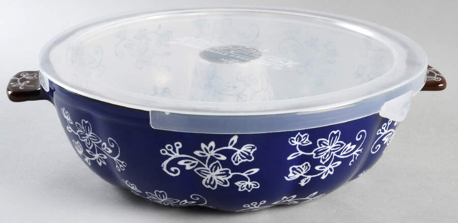 Floral Lace-Blue Bundt Pan & Plastic Lid (Using BUPA) by Temp-Tations-1