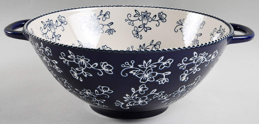 Floral Lace-Blue 10" Wok Bowl by Temp-Tations-1