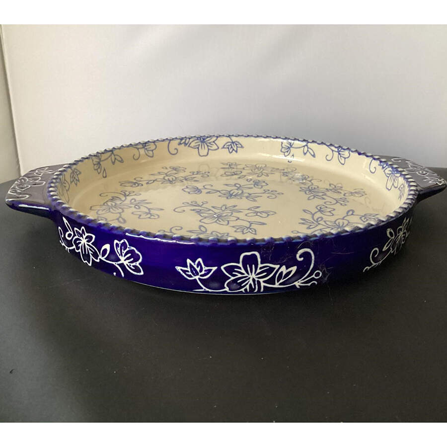 Floral Lace-Blue 8" Round Multifunction Baker by Temp-Tations-1