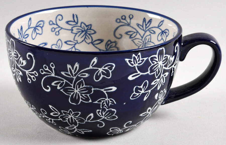 Floral Lace-Blue Soup Mug No Lid-It by Temp-Tations-1