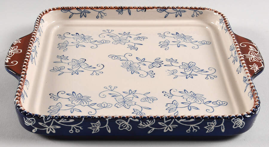 Floral Lace-Blue 10" Square Tray by Temp-Tations-1