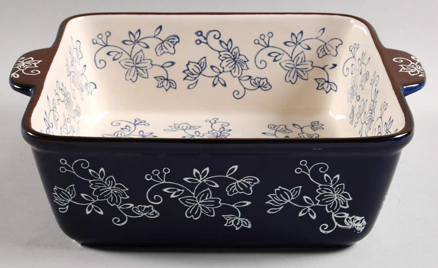 Floral Lace-Blue 9" Square Baker by Temp-Tations-1