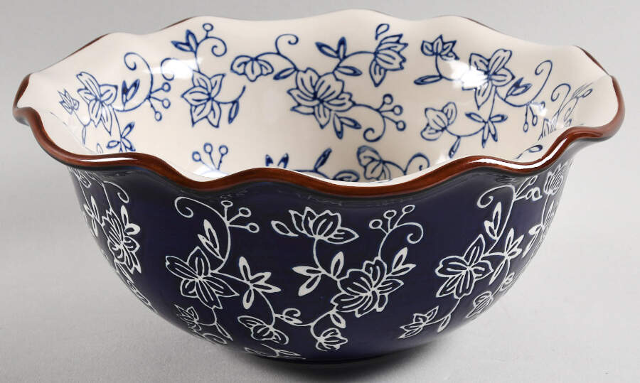 Floral Lace-Blue Scalloped Bowl by Temp-Tations-1