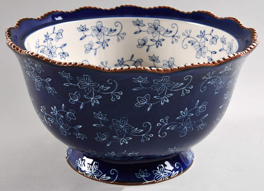 Floral Lace-Blue Salad Serving Bowl No Lid by Temp-Tations-1