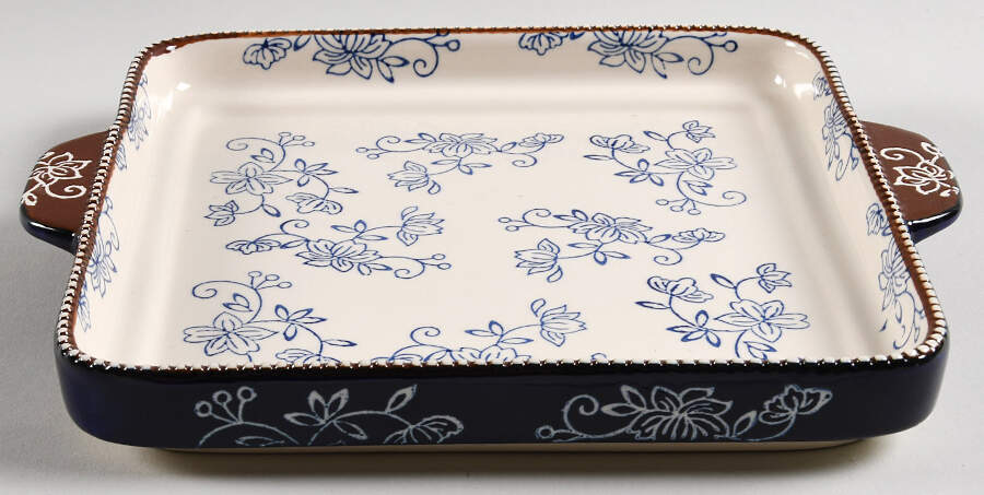 Floral Lace-Blue Lid-It for 9" Square Baker by Temp-Tations-1