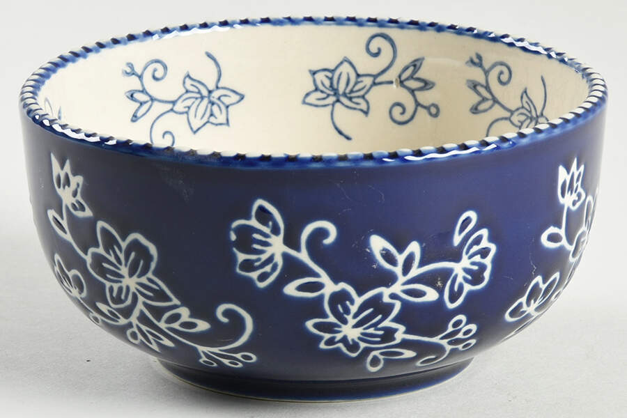 Floral Lace-Blue Soup/Cereal Bowl by Temp-Tations-1
