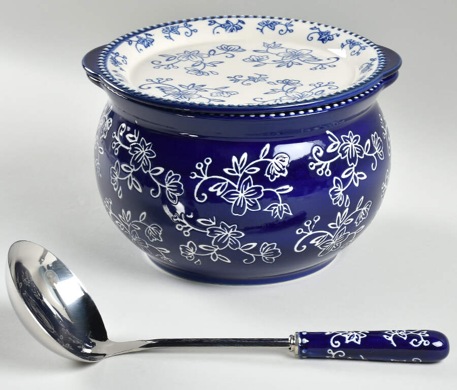 Floral Lace-Blue Tureen & Lid-It by Temp-Tations-1
