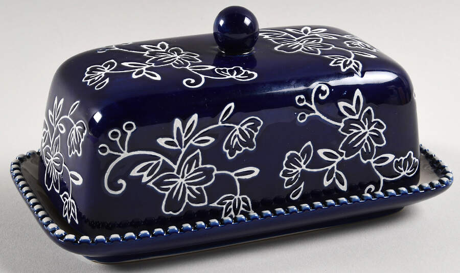 Floral Lace-Blue Half Pound Covered Butter by Temp-Tations-1