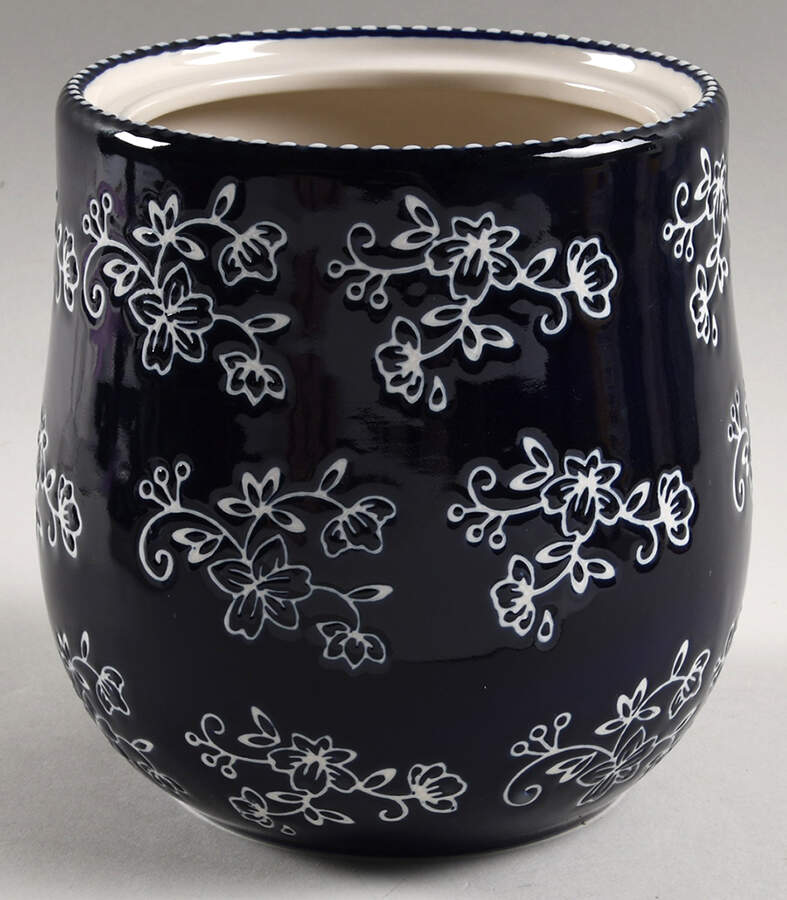 Floral Lace-Blue 6" Canister No Lid by Temp-Tations-1