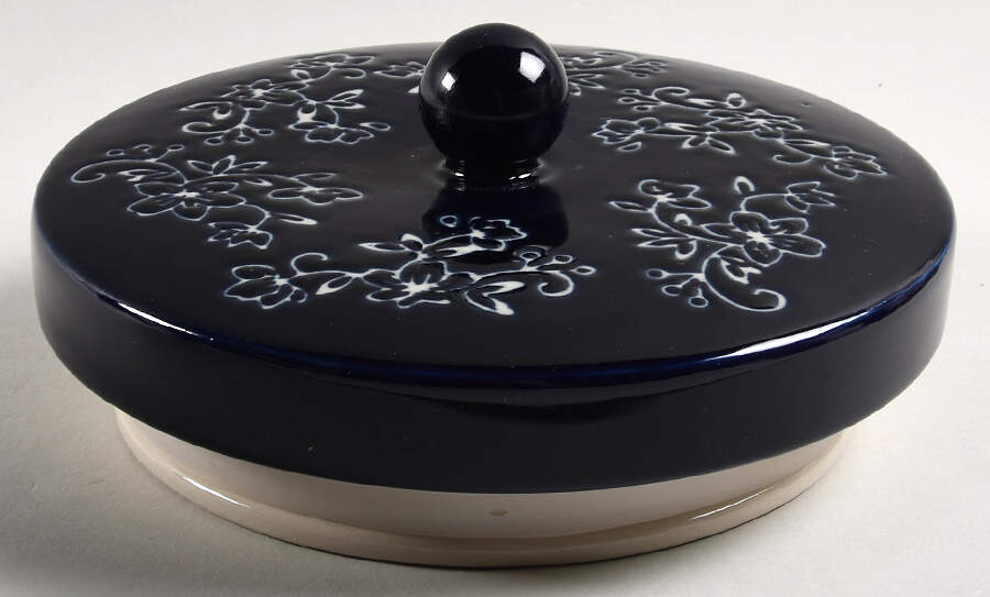 Floral Lace-Blue Lid for Large Canister by Temp-Tations-1