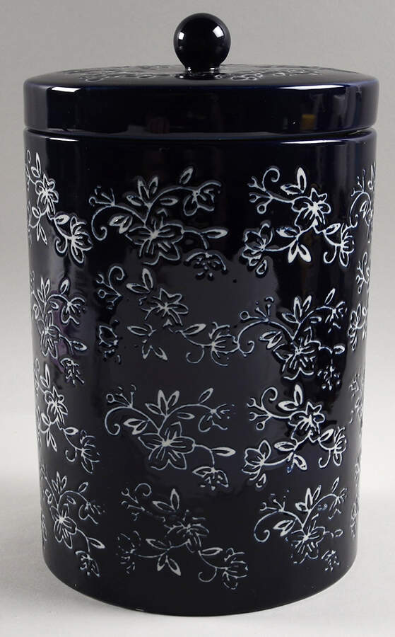 Floral Lace-Blue Large Canister & Lid by Temp-Tations-1