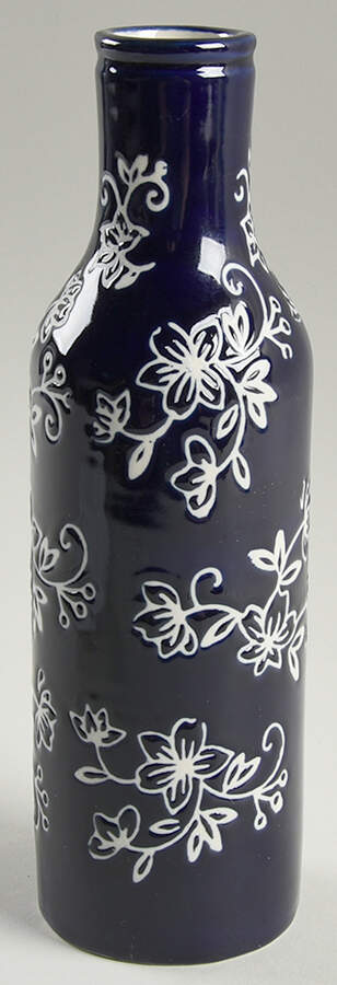 Floral Lace-Blue Oil Or Vinegar Cruet No Stopper by Temp-Tations-1