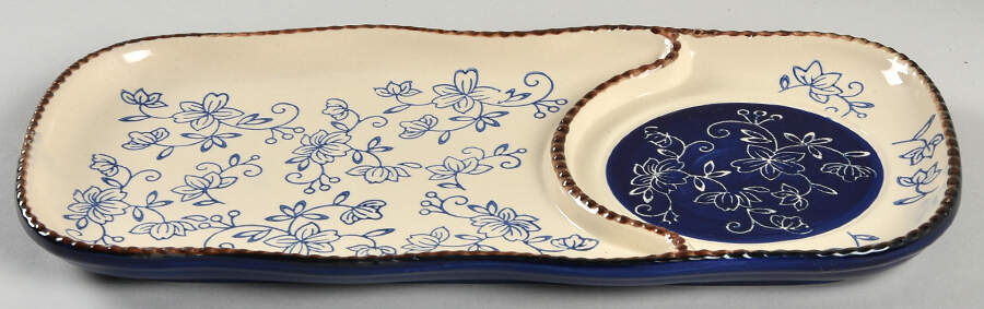 Floral Lace-Blue Tray for Soup Mug & Sandwich Set by Temp-Tations-1