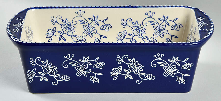 Floral Lace-Blue Loaf Pan by Temp-Tations-1