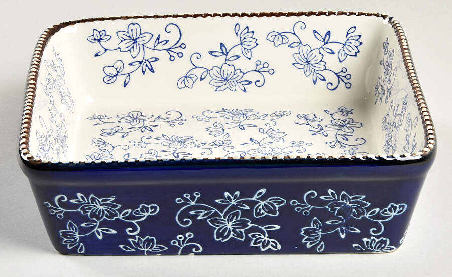 Floral Lace-Blue 9" Square Baker by Temp-Tations-1