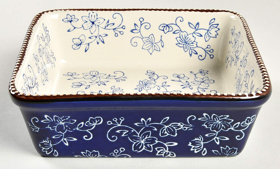 Floral Lace-Blue 8" Square Baker by Temp-Tations-1