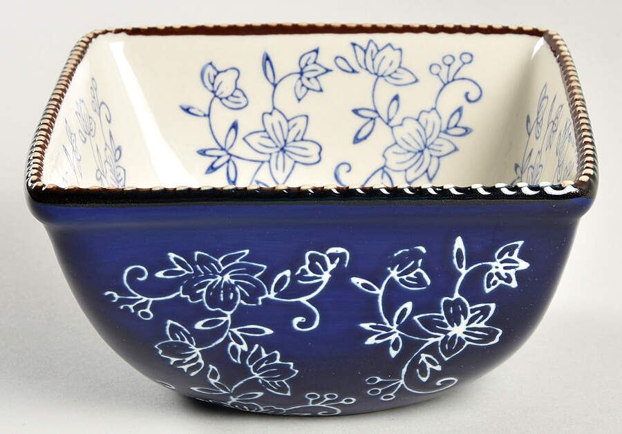 Floral Lace-Blue 6" Square Mixing Bowl by Temp-Tations-1