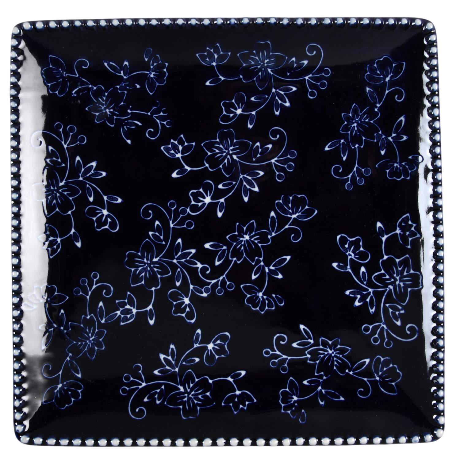 Floral Lace-Blue Square Salad Plate by Temp-Tations-1