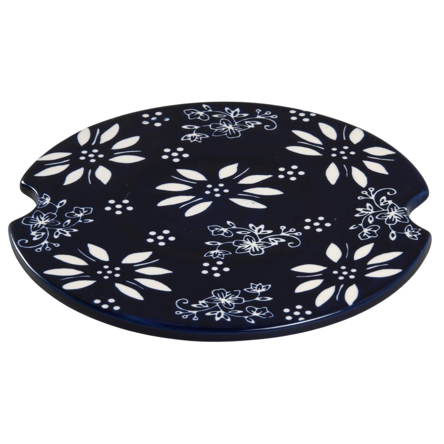 Floral Lace-Blue 8" Round Trivet by Temp-Tations-1