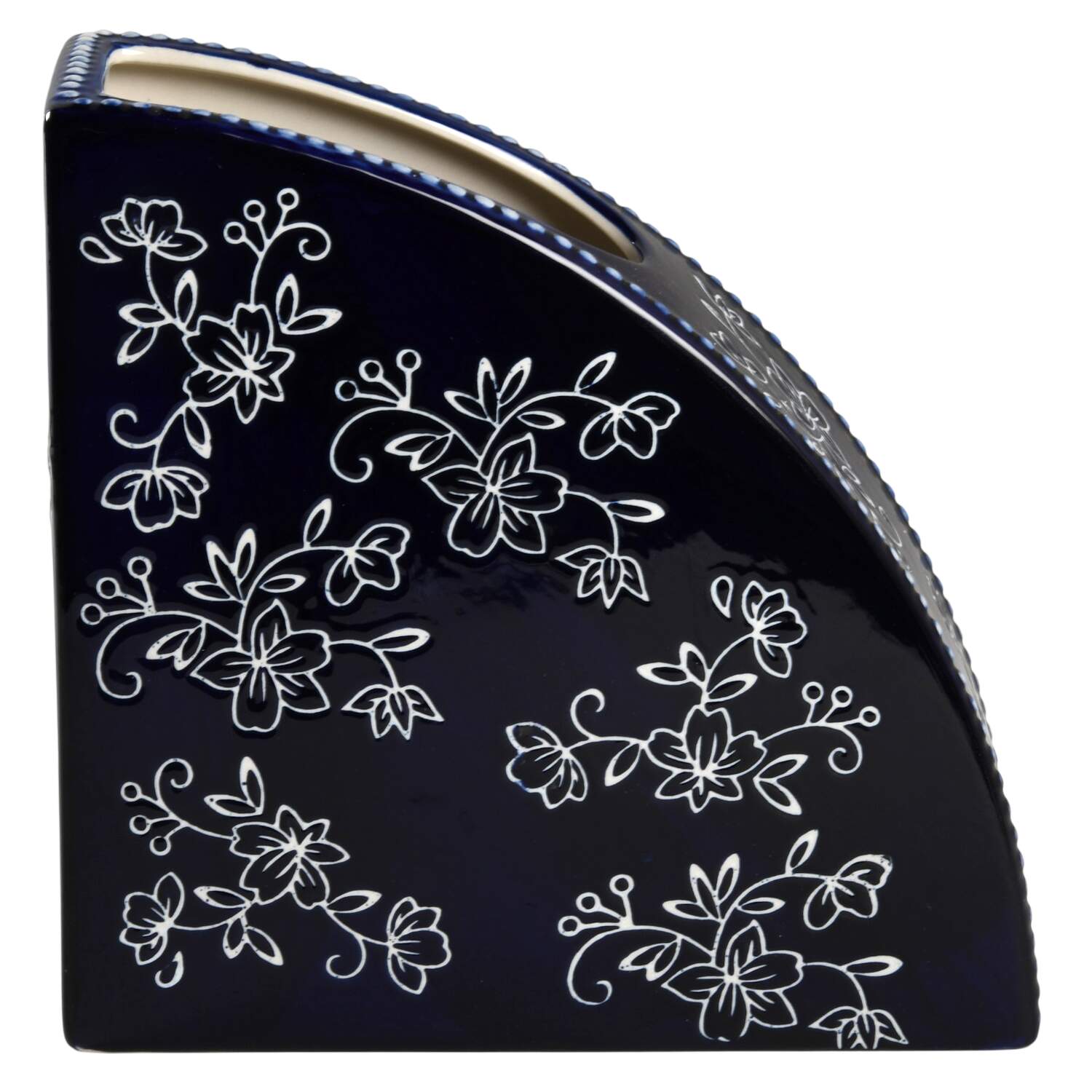 Floral Lace-Blue Utensil Holder Bookend by Temp-Tations-1