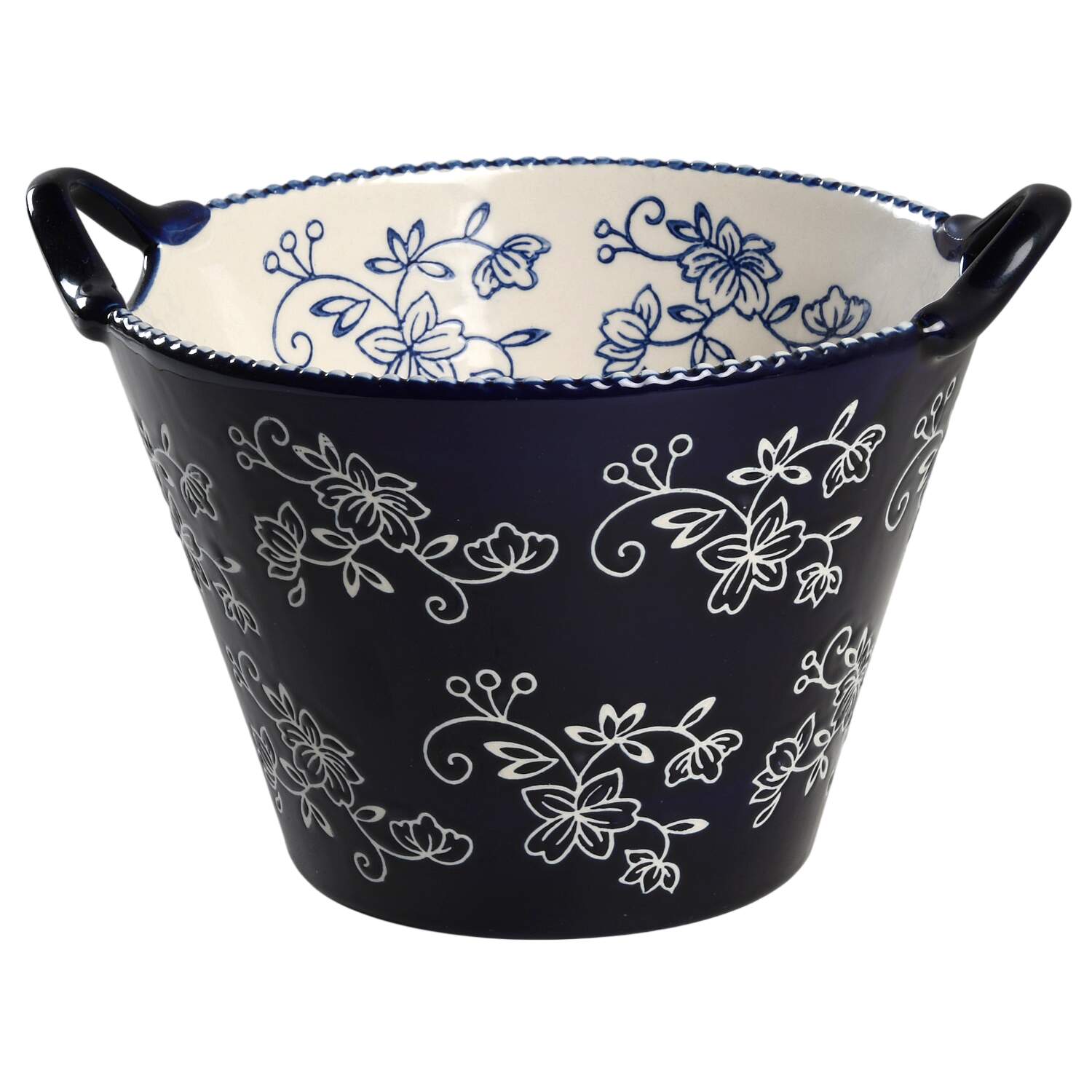 Floral Lace-Blue Handled Serving Bowl/Bucket by Temp-Tations-1