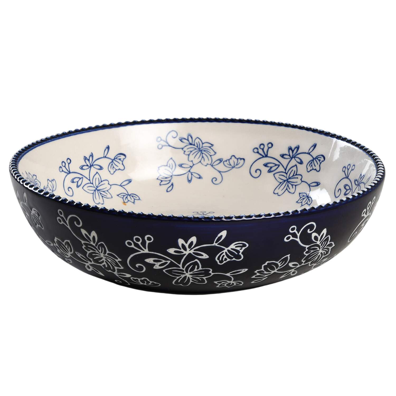 Floral Lace-Blue 10" Round Serving Bowl by Temp-Tations-1
