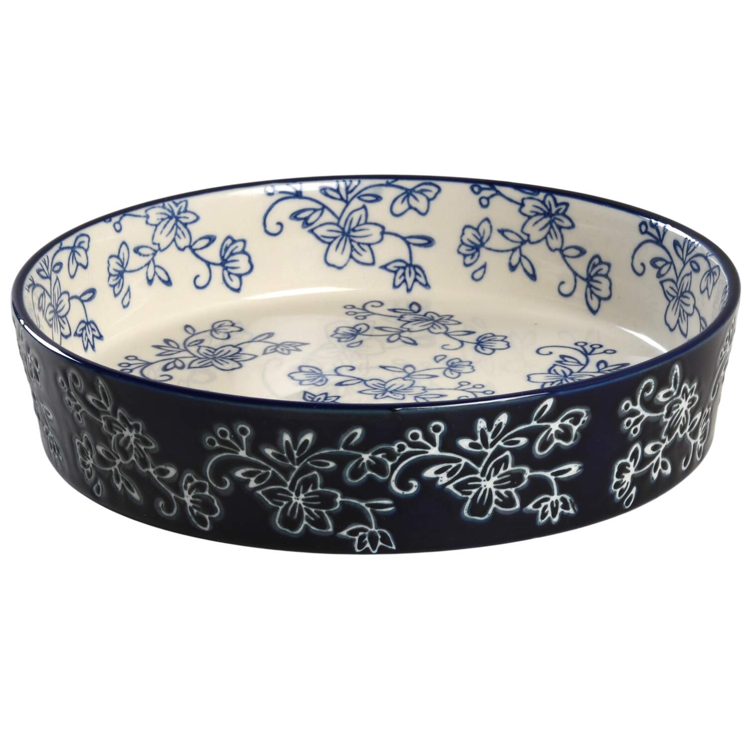 Floral Lace-Blue 9" Pie Baking Plate by Temp-Tations-1