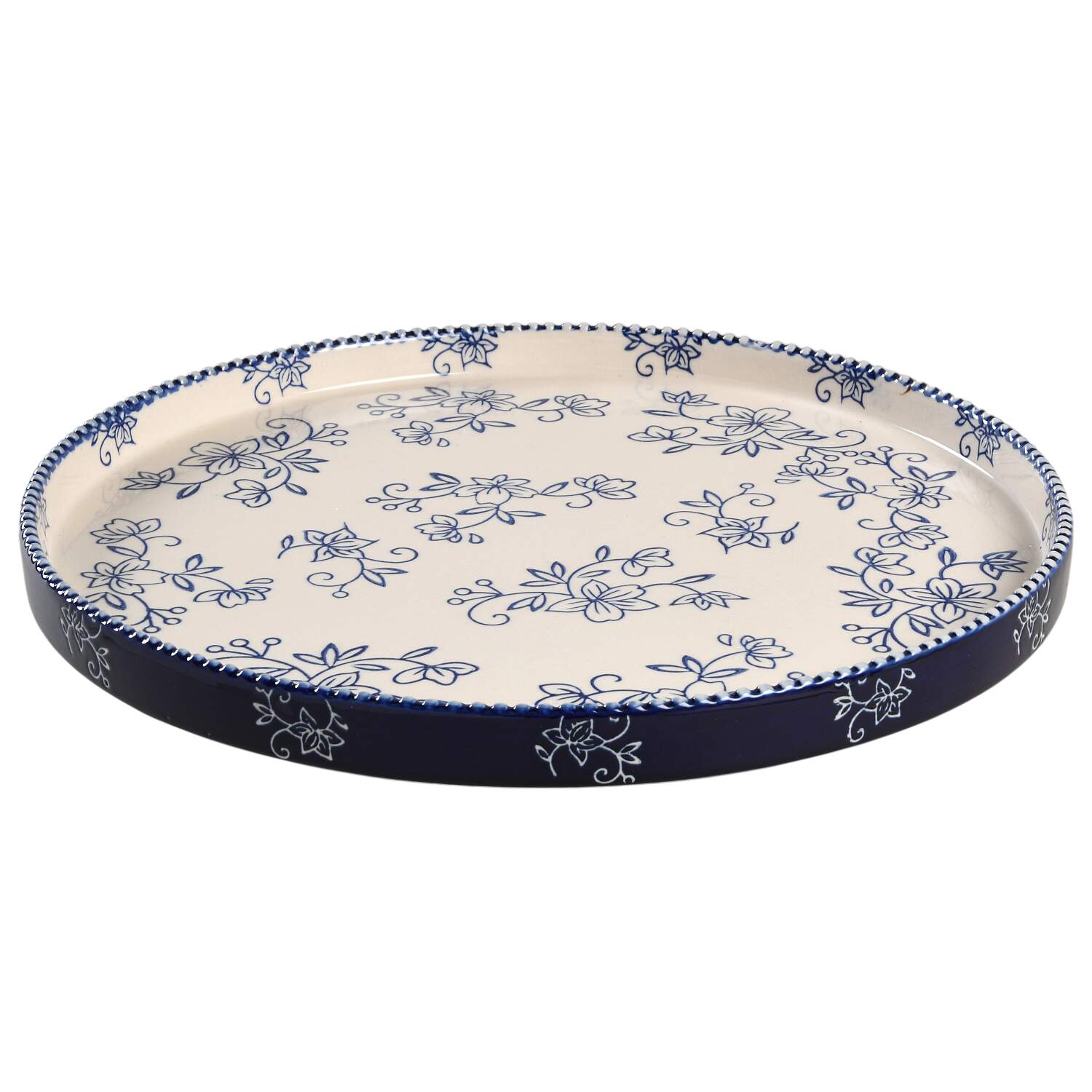 Floral Lace-Blue 12" Lazy Susan Round Tray by Temp-Tations-1
