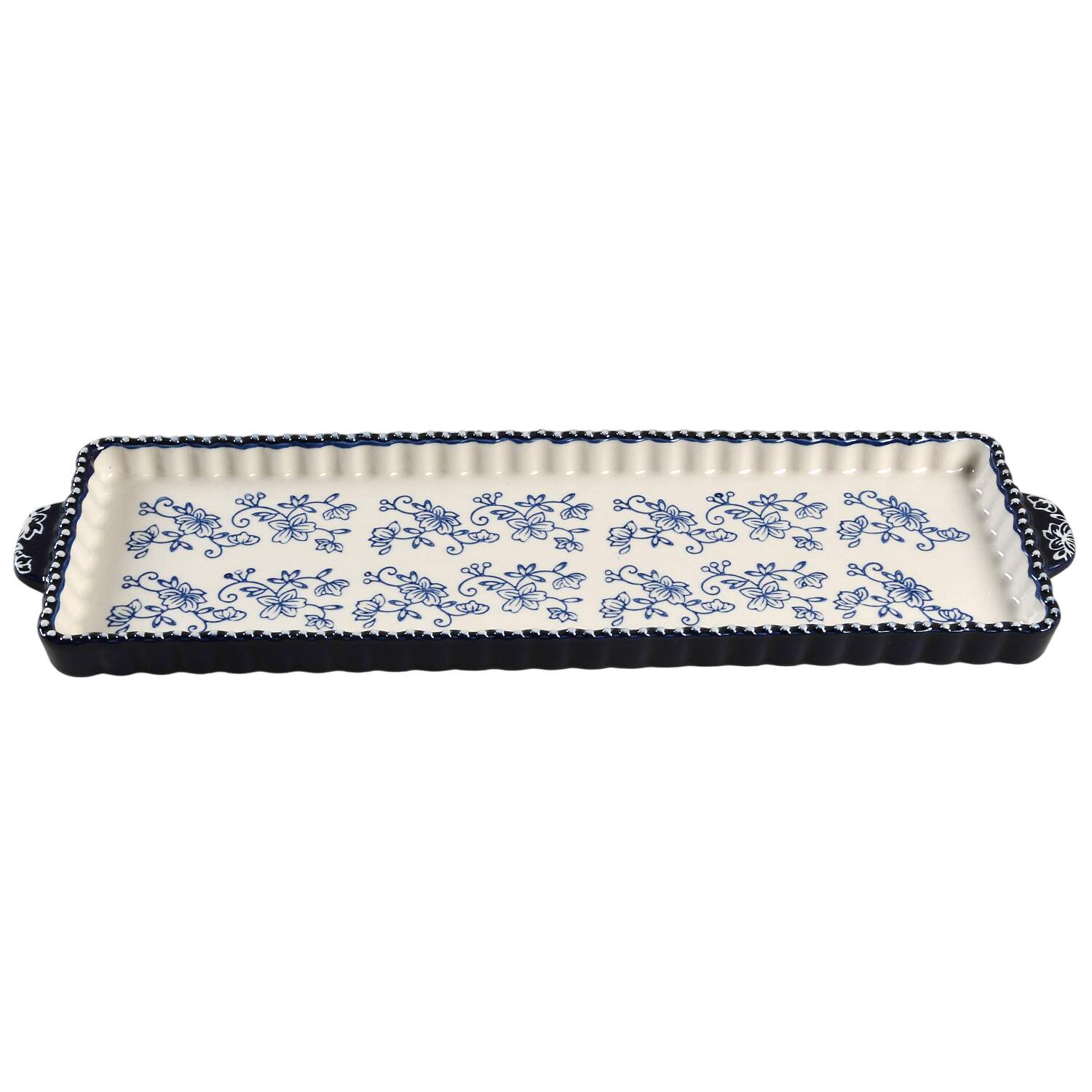 Floral Lace-Blue Lid-It for 14" Rectangular Tart Baker by Temp-Tations-1