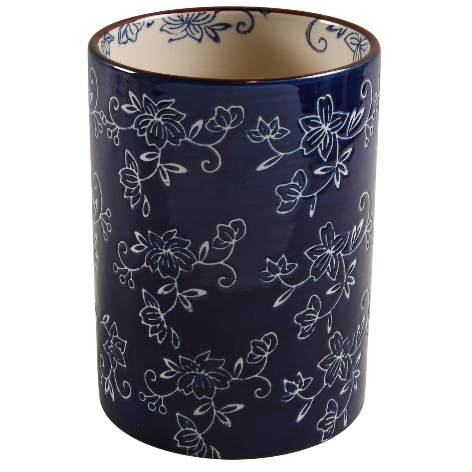 Floral Lace-Blue Utensil Holder by Temp-Tations-1