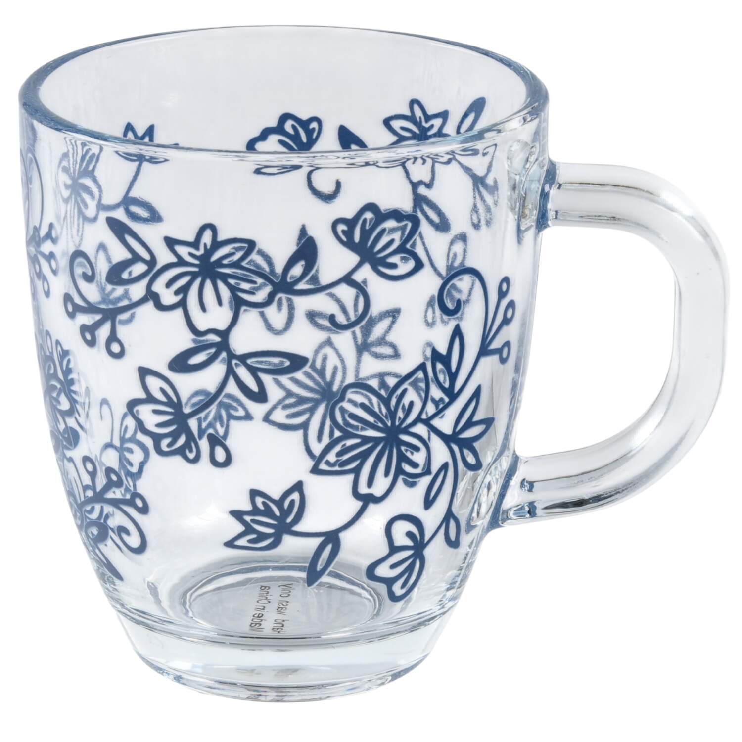 Floral Lace-Blue Glassware Mug by Temp-Tations-1
