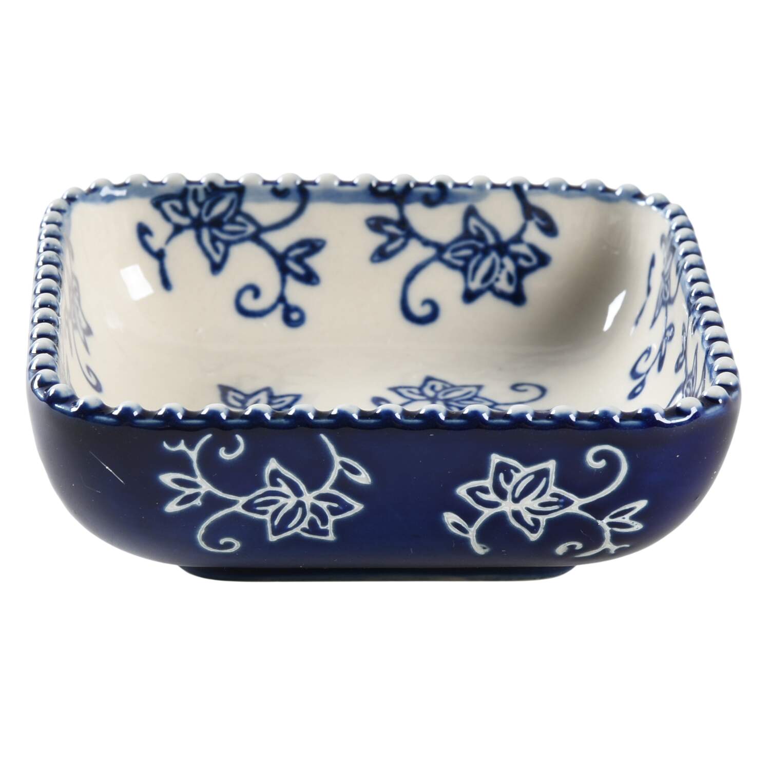 Floral Lace-Blue Individual Square Dip Dish by Temp-Tations-1