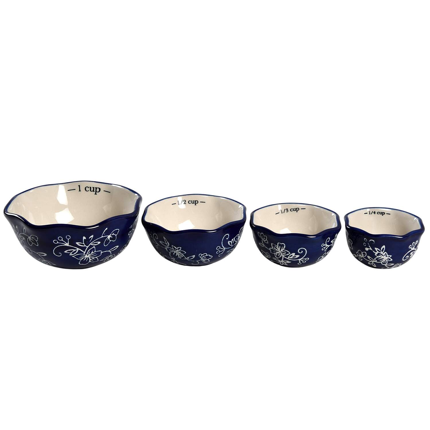 Floral Lace-Blue Measuring Cup Set (1 Cup,1/2 Cup,1/3 Cup,1/4 Cup) by Temp-Tations-1
