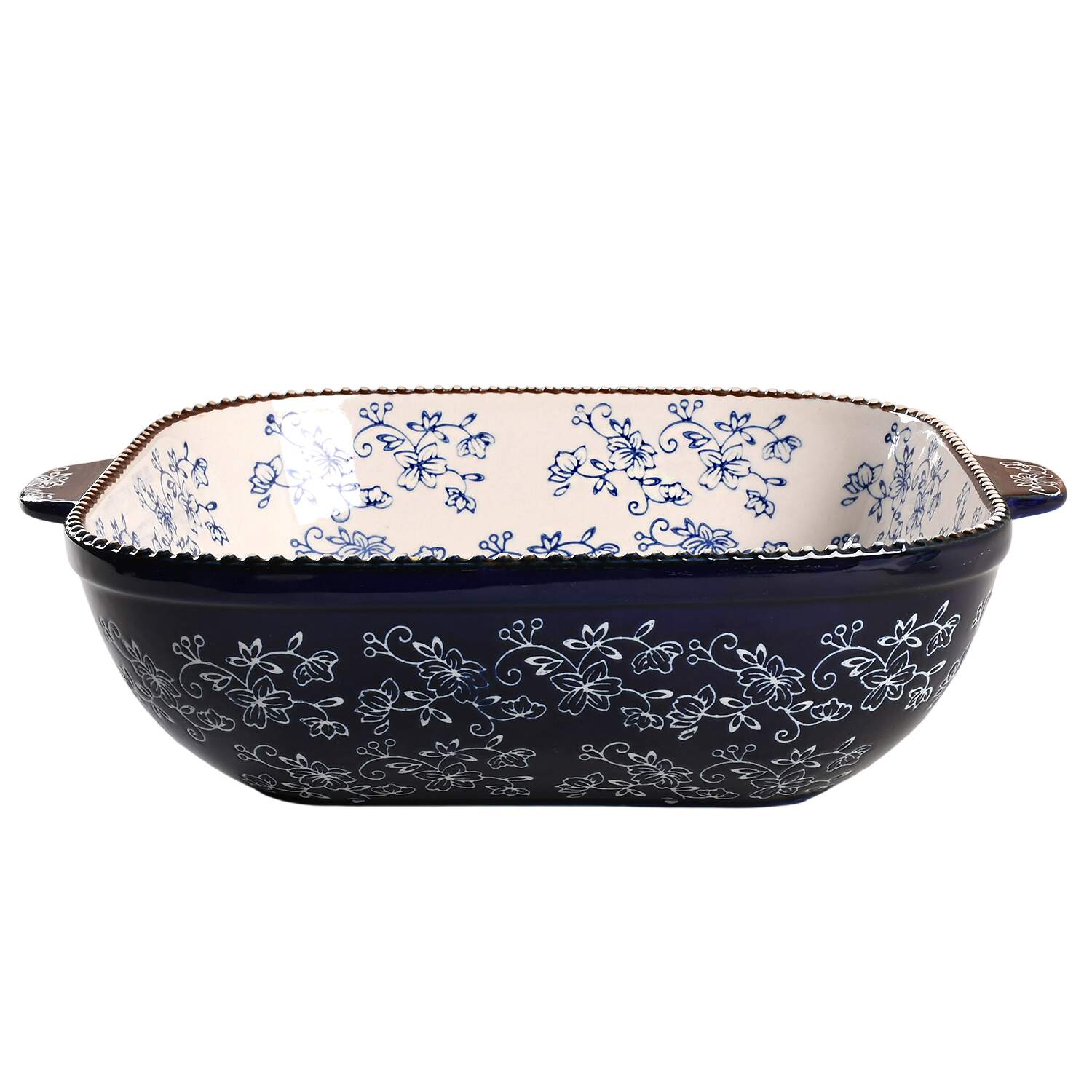 Floral Lace-Blue 10" Square Baker No Glass Lid by Temp-Tations-1