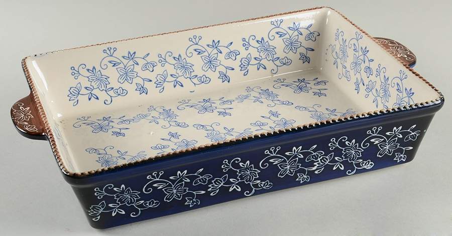 Floral Lace-Blue 15" Rectangular Baker by Temp-Tations-1
