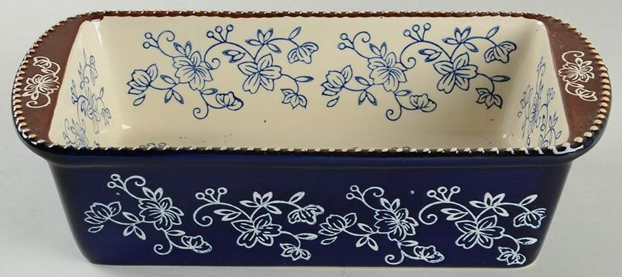 Floral Lace-Blue Loaf Pan by Temp-Tations-1